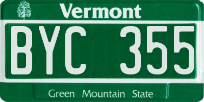 VT license plate BYC355