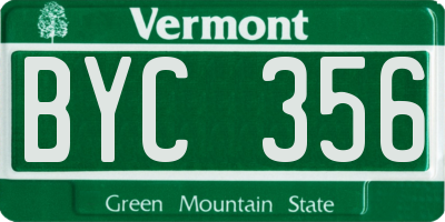 VT license plate BYC356