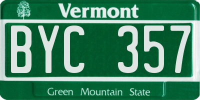 VT license plate BYC357