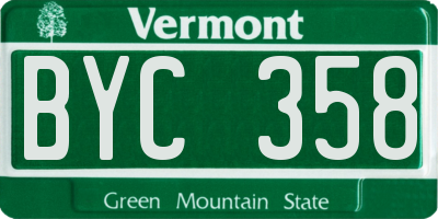 VT license plate BYC358