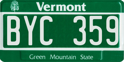 VT license plate BYC359