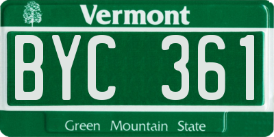VT license plate BYC361
