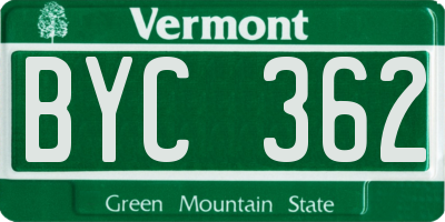 VT license plate BYC362