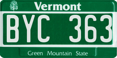 VT license plate BYC363