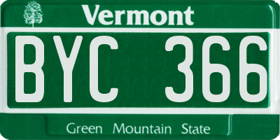VT license plate BYC366