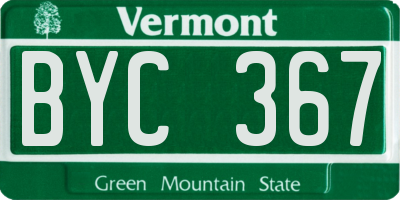 VT license plate BYC367