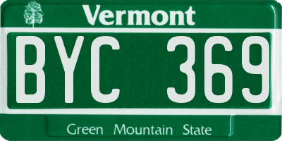 VT license plate BYC369