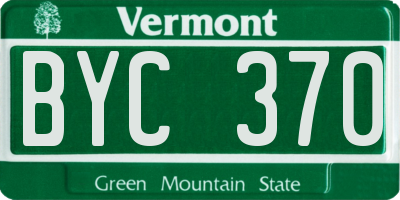 VT license plate BYC370