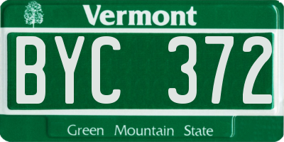 VT license plate BYC372