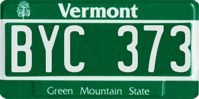VT license plate BYC373