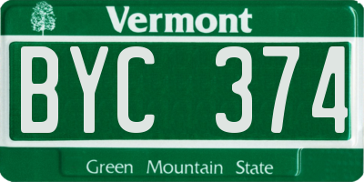 VT license plate BYC374