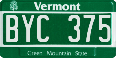 VT license plate BYC375