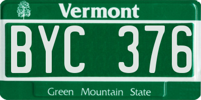VT license plate BYC376