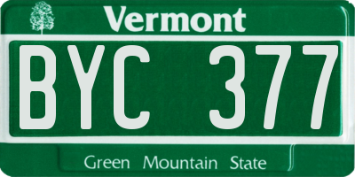 VT license plate BYC377