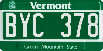 VT license plate BYC378
