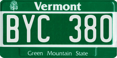 VT license plate BYC380