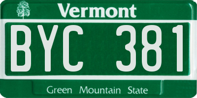 VT license plate BYC381