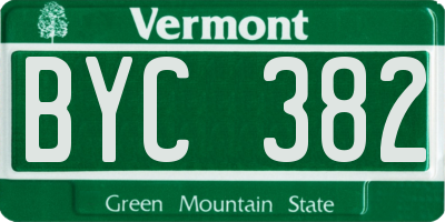 VT license plate BYC382