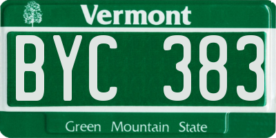 VT license plate BYC383