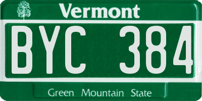 VT license plate BYC384