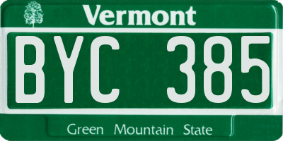 VT license plate BYC385