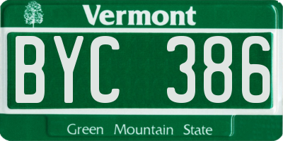 VT license plate BYC386