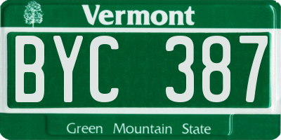 VT license plate BYC387