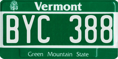 VT license plate BYC388