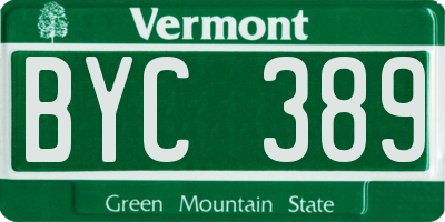VT license plate BYC389