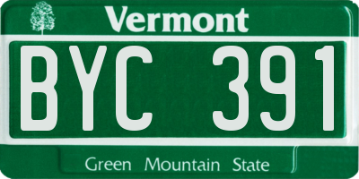 VT license plate BYC391