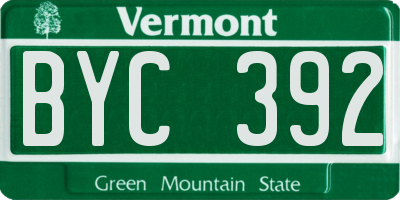 VT license plate BYC392
