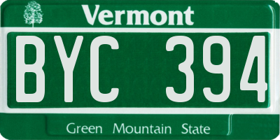 VT license plate BYC394