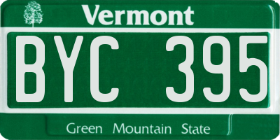 VT license plate BYC395