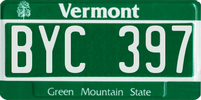 VT license plate BYC397