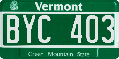 VT license plate BYC403