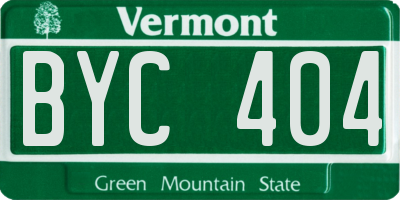 VT license plate BYC404