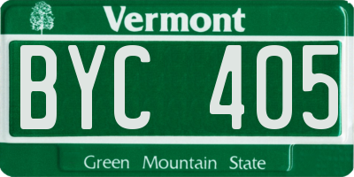 VT license plate BYC405