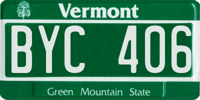 VT license plate BYC406