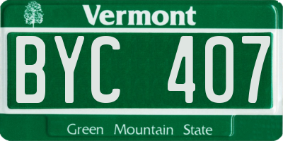 VT license plate BYC407