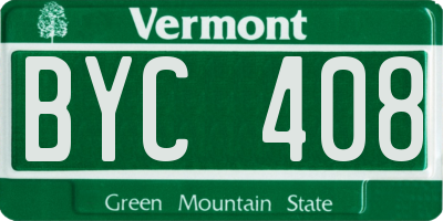 VT license plate BYC408