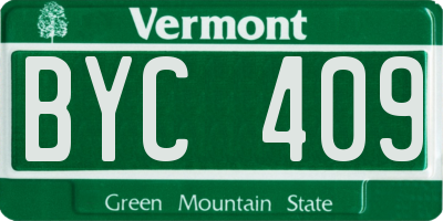 VT license plate BYC409