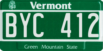 VT license plate BYC412