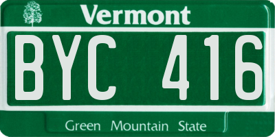 VT license plate BYC416