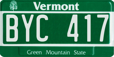 VT license plate BYC417