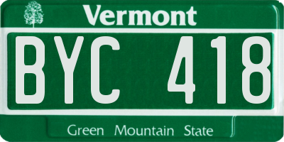 VT license plate BYC418