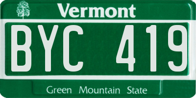 VT license plate BYC419