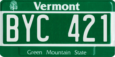 VT license plate BYC421
