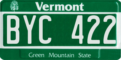 VT license plate BYC422