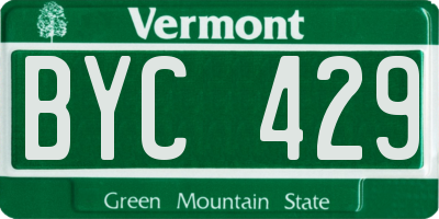 VT license plate BYC429