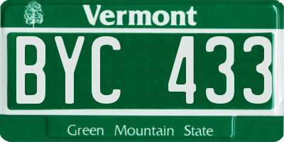 VT license plate BYC433